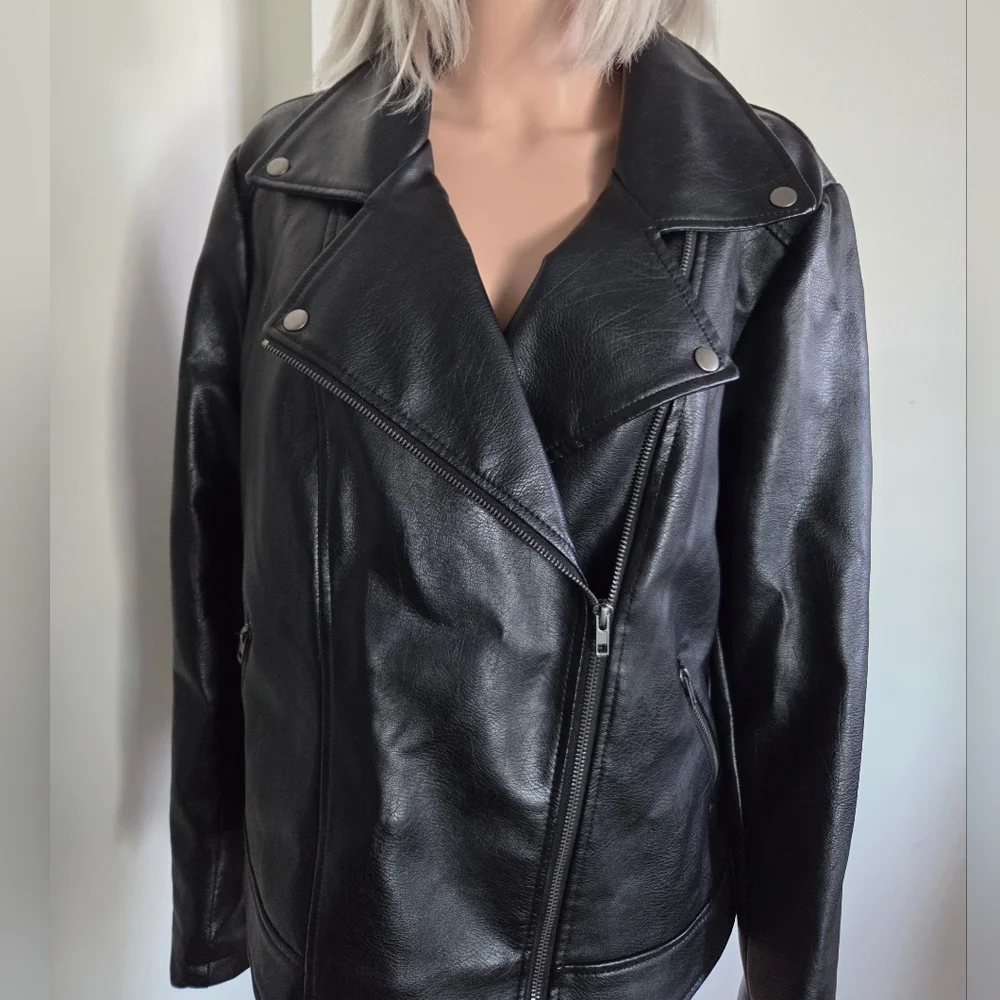 Forever 21 Black Faux Leather Jacket Size 2X - Picture 4 of 11